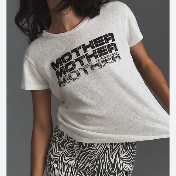 Mother The Sinful Stack White Crewneck Short Sleeve T-Shirt - Picture 1 of 9